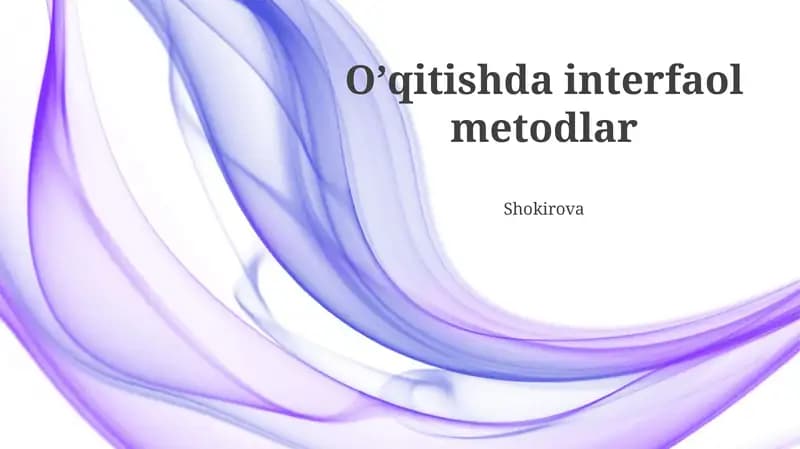 Oʼqitishda interfaol metodlar