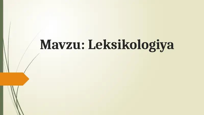 Leksikologiya