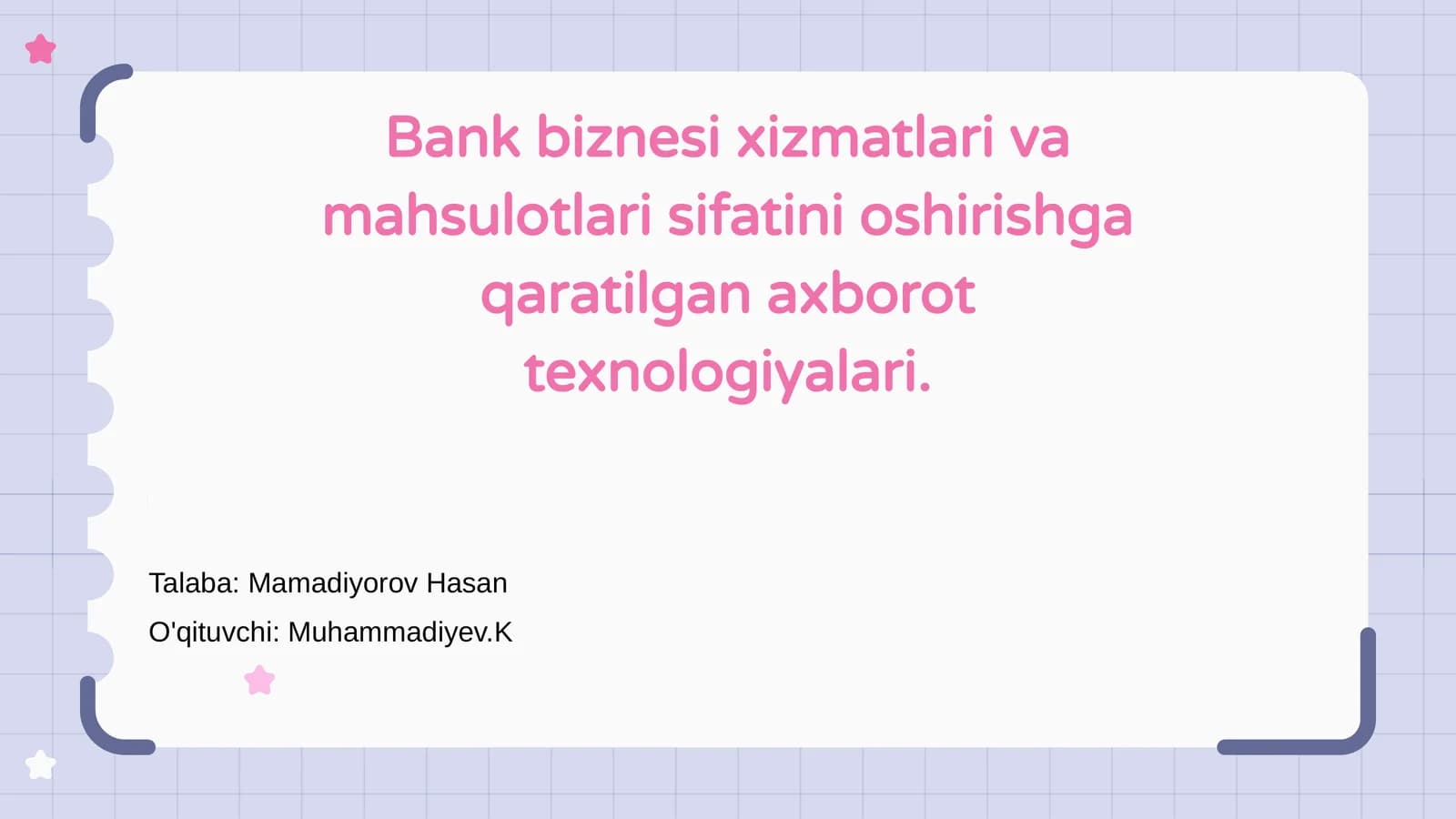 Bank xizmatlari sifatini oshirishda axborot texnologiyalari