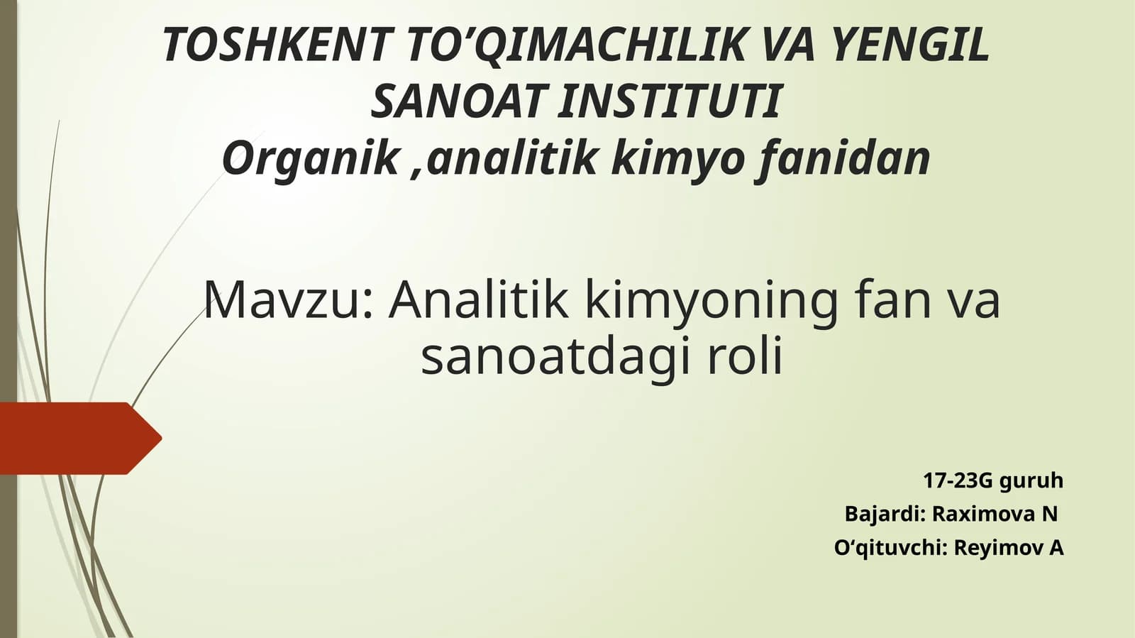 Analitik kimyoning fan va sanoatdagi roli