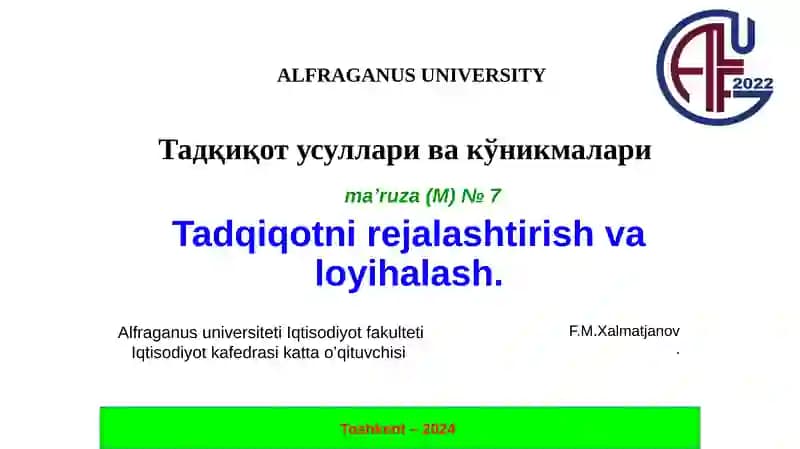 Tadqiqot Usullari va Ko'nikmalar
