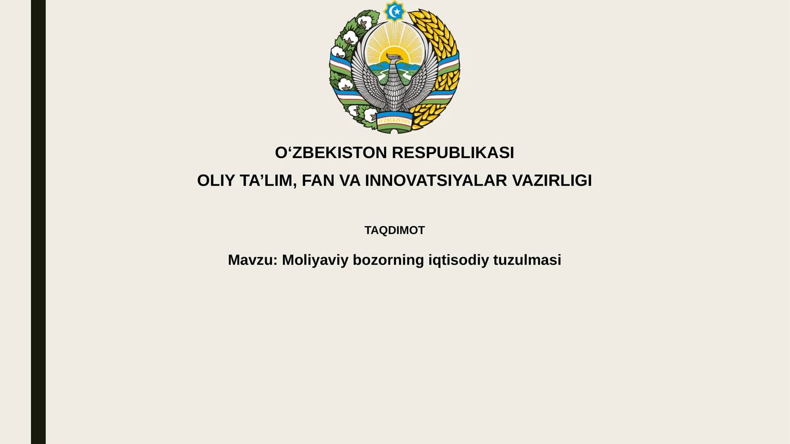 Moliyaviy bozorning iqtisodiy tuzilmasi