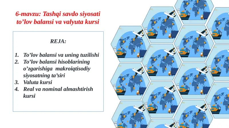 Tashqisavdo sotitoʻlov balansi va valyuta kursi