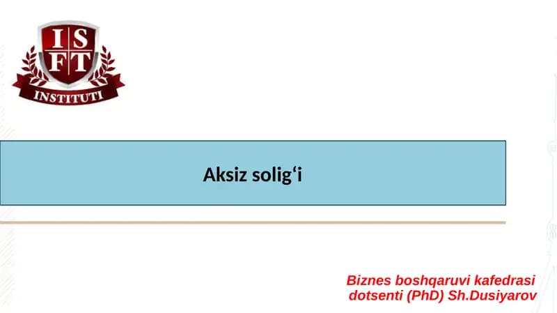 Aksiz solig‘i