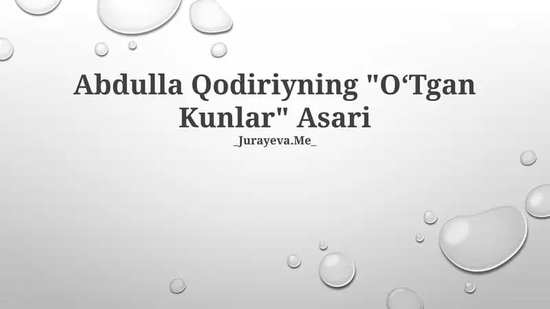 "O‘Tgan Kunlar" Asari