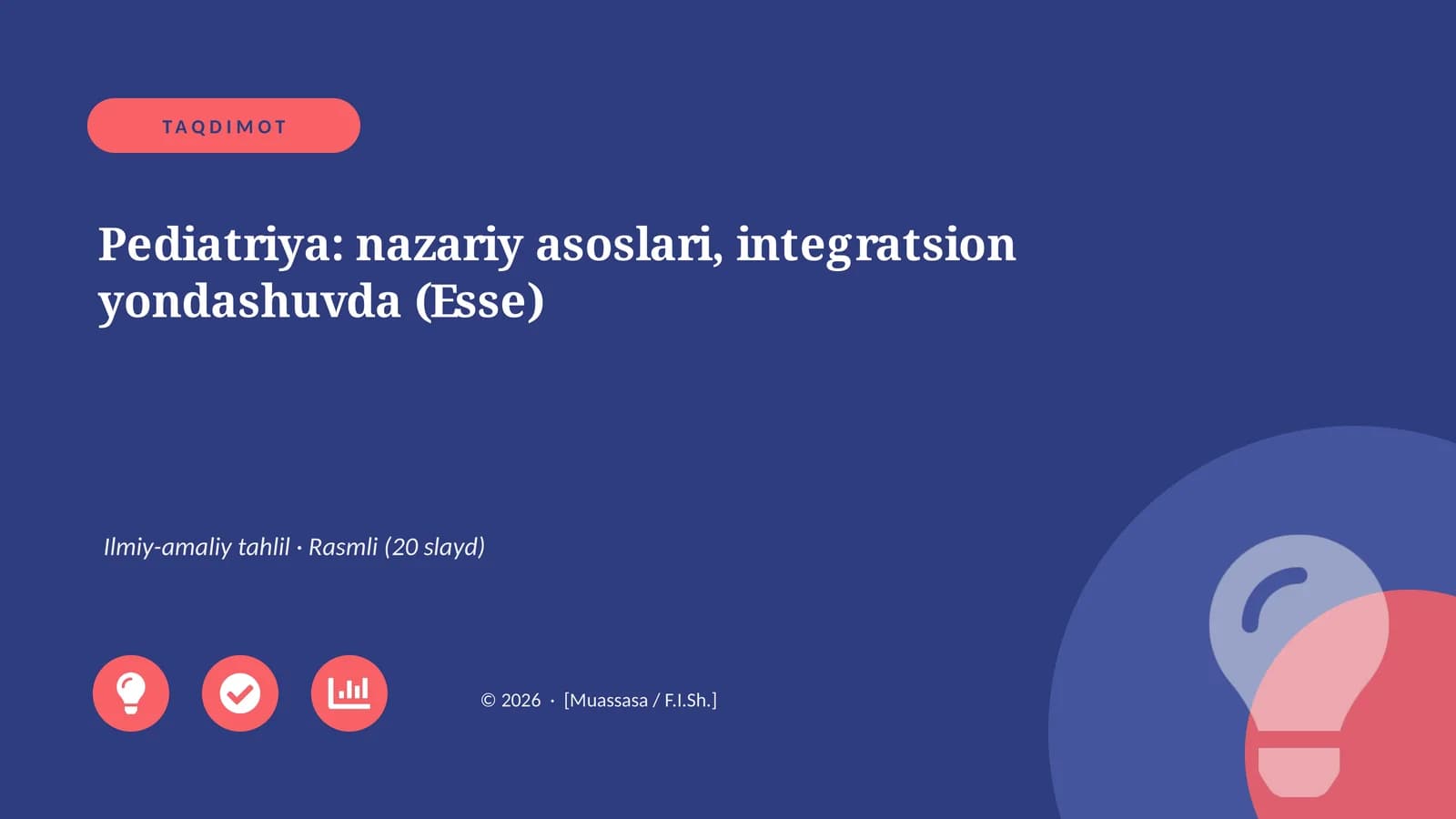 Pediatriya: nazariy asoslari, integratsion yondashuvda (Esse)