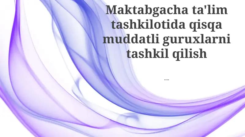 Qisqa muddatli guruhlar ta'rifi
