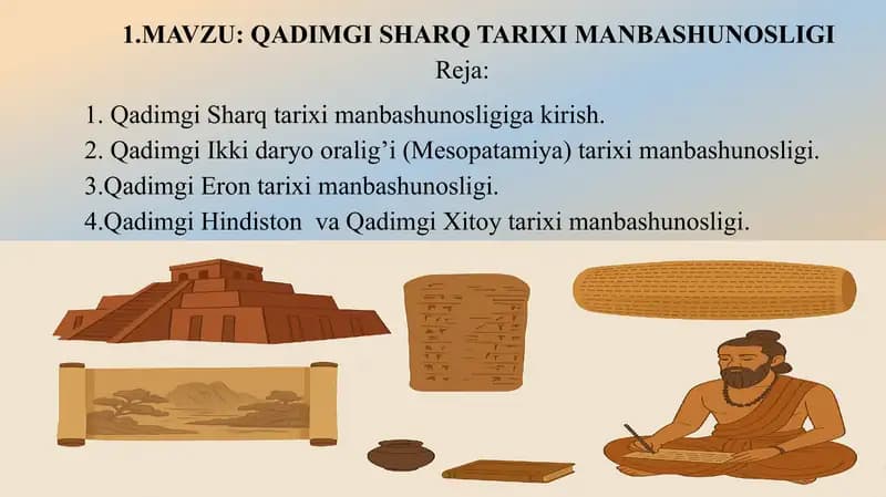 QADIMGI SHARQ TARIXI MANBASHUNOSLIGI