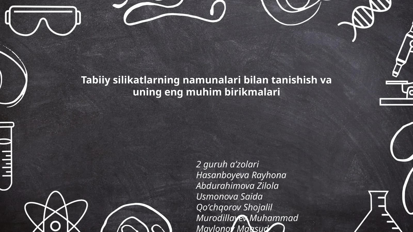Tabiiy silikatlarning namunalari bilan tanishish va uning eng muhim birikmalari