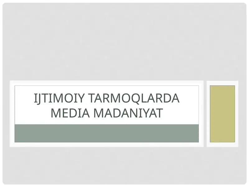 Ijtimoiy tarmoqlar va mediamadaniyat