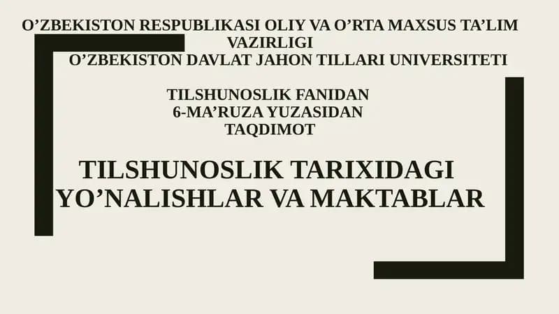 O'ZBEKISTON RESPUBLIKASI OLIY VA O’RTA MAXSUS TA’LIM VAZIRLIGI
