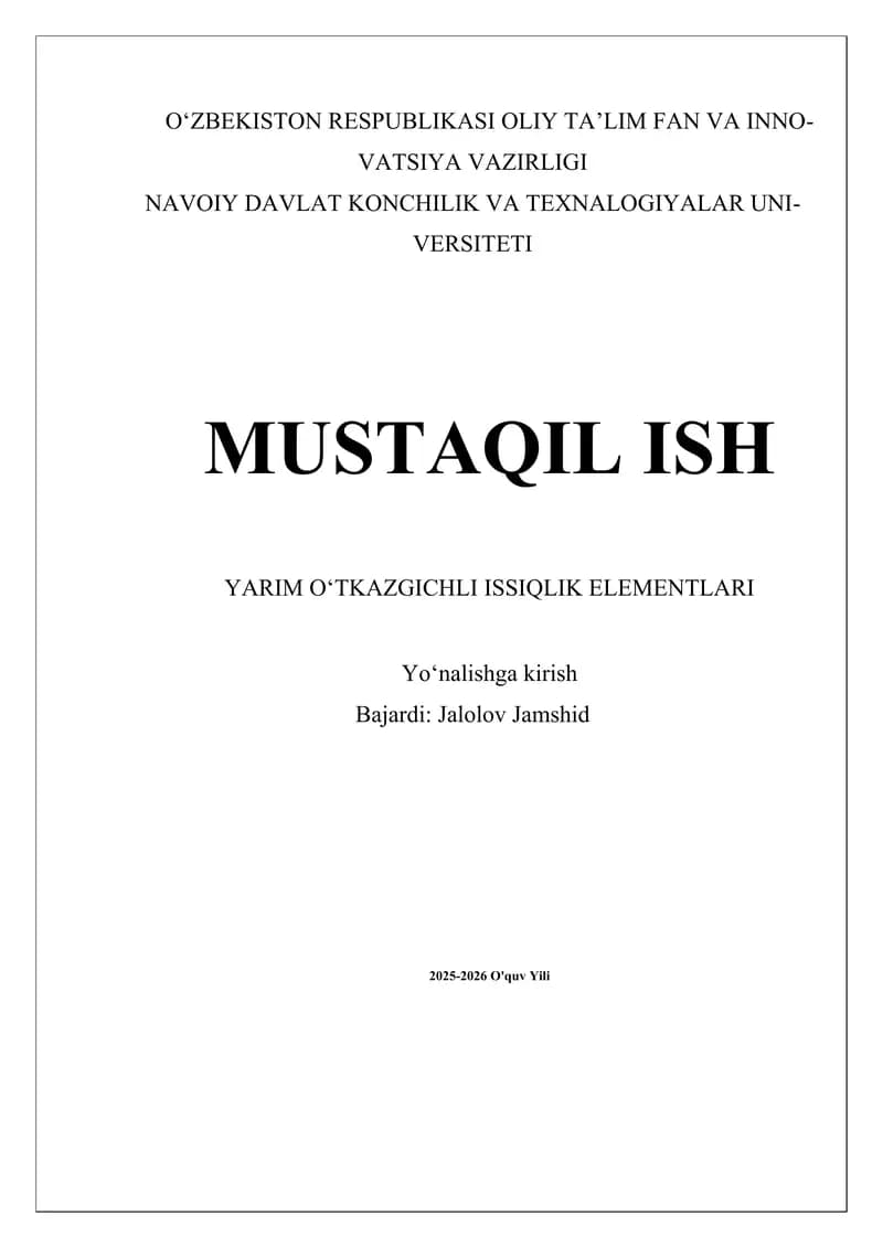 Yarim o‘tkazgichli issiqlik elementlari