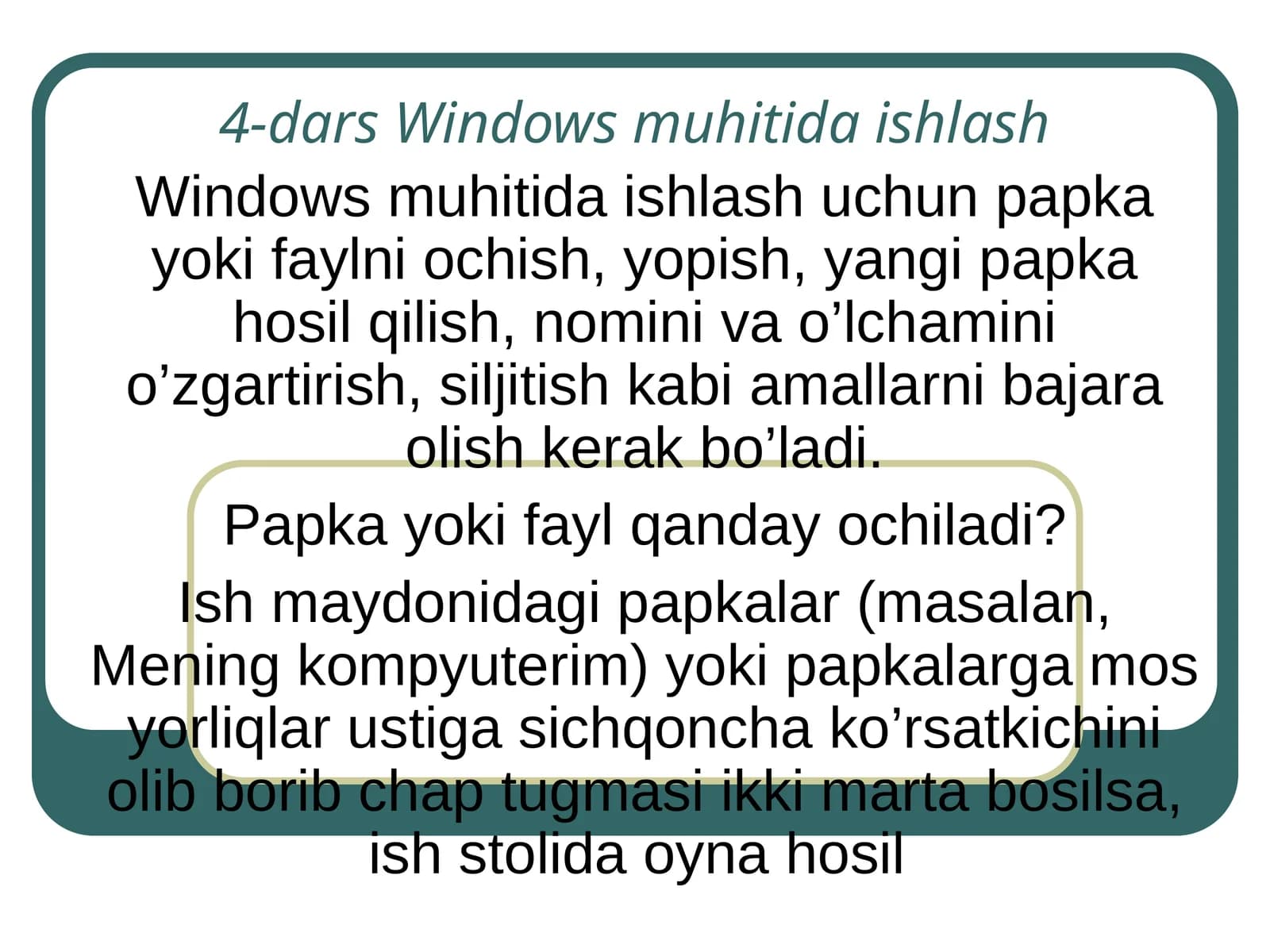 4-dars Windows muhitida ishlash