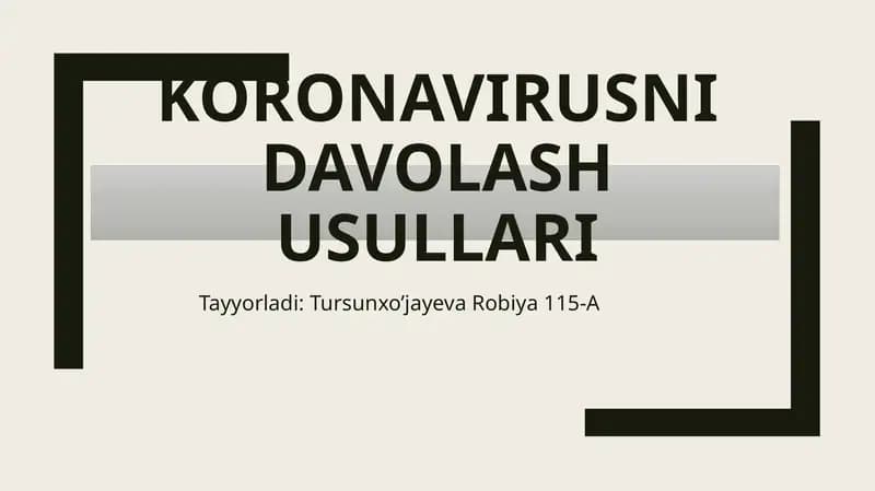 Koronavirusni davolash usullari