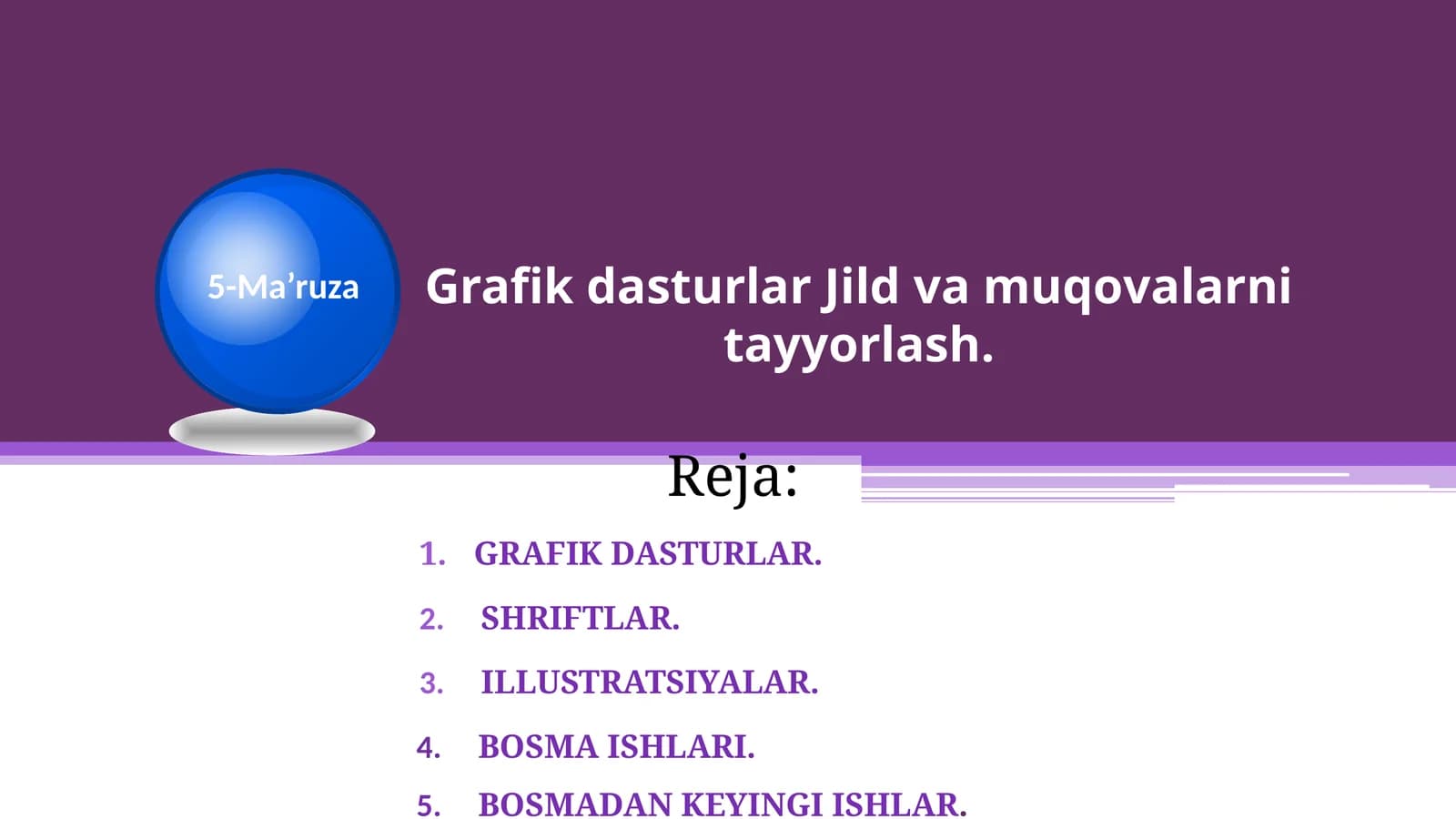 Grafik dasturlar Jildva muqovalarni tayyorlash