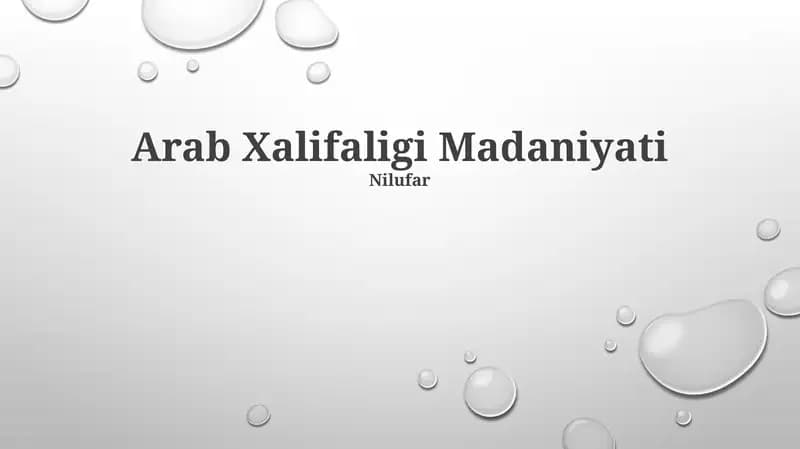 Arab Xalifaligi Madaniyati