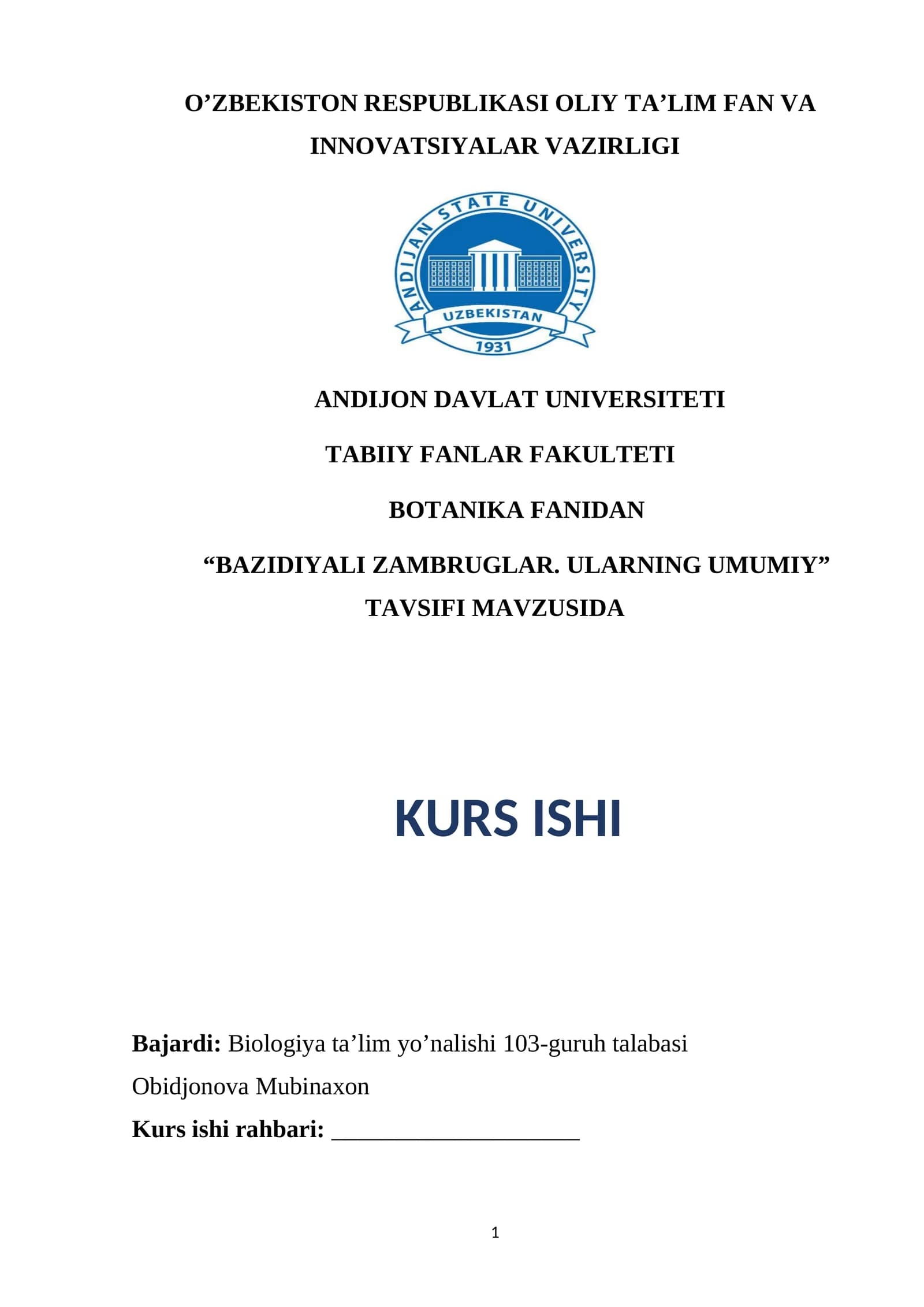 Bazidiyali zambrugʻlar. Ularning umumiy tavsifi