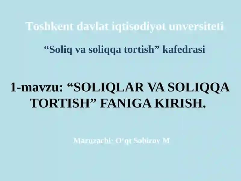 SOLIQLAR VA SOLIQQA TORTISH