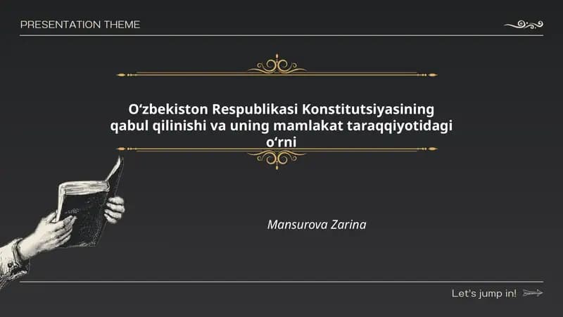 Oʻzbekiston Konstitutsiyasining qabul qilinishi va uning mamlakat taraqqiyotidagi oʻrni