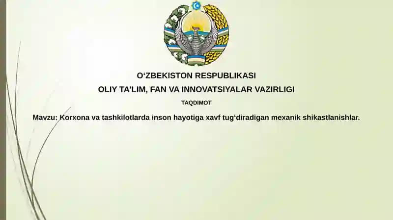 Korxonalarda mexanik jarohatlar