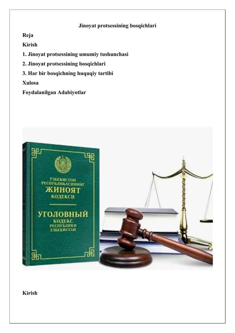 Jinoyat protsessining bosqichlari