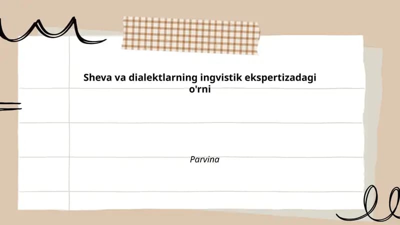Sheva va dialektlarning ingvistik ekspertizadagi o'rni