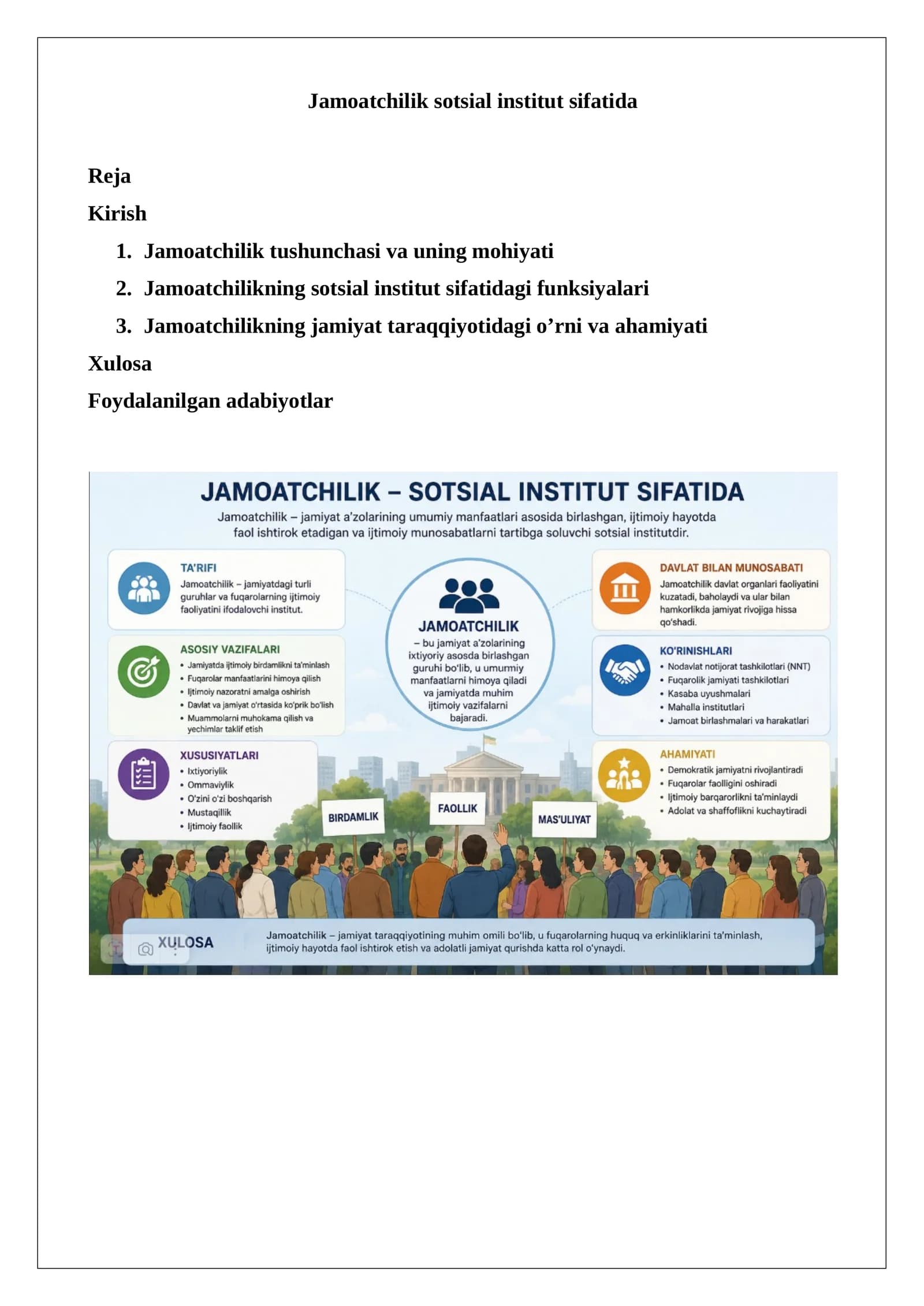 Jamoatchilik sotsial institut sifatida