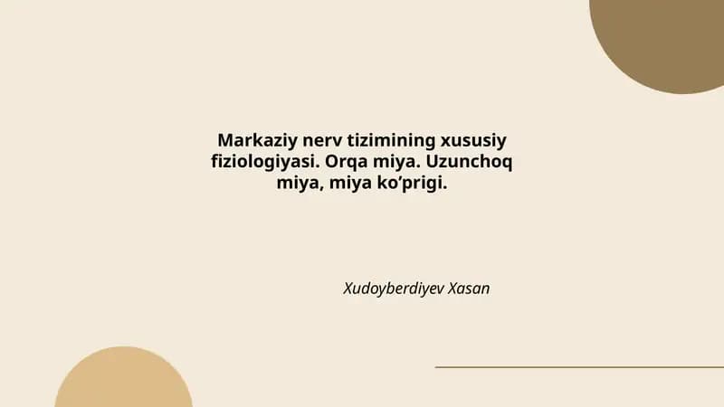 Markaziy nerv tizimining xususiy fiziologiyasi