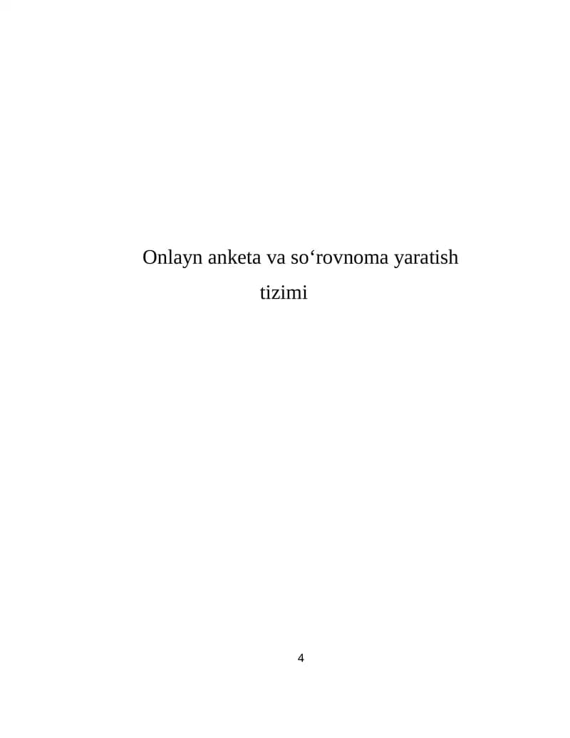 Onlayn anketa va so‘rovnoma yaratish tizimi