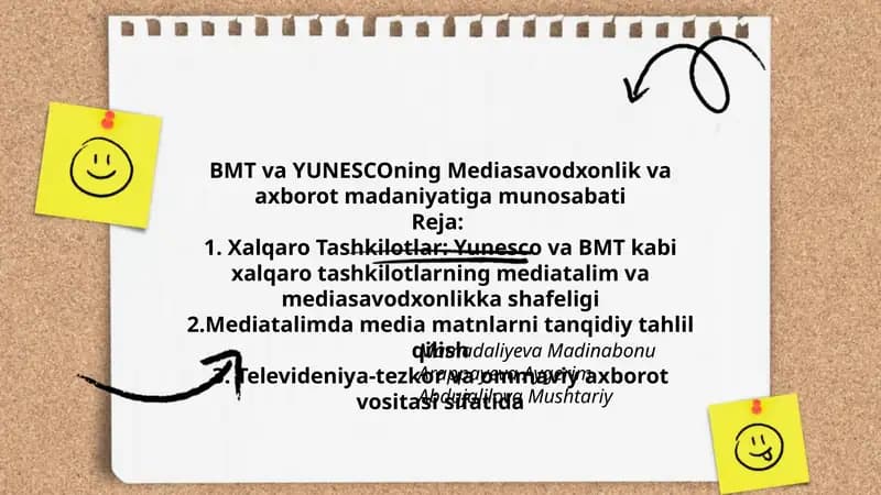 BMT va YUNESCOning Mediasavodxonlik va axborot madaniyatiga munosabati