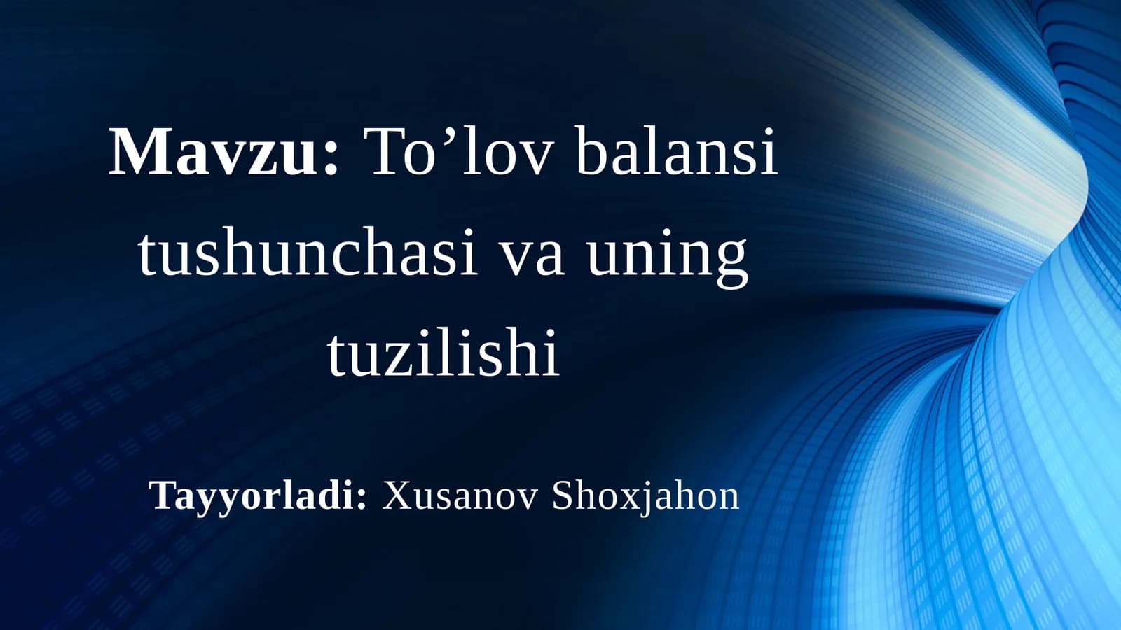 To’lov balansi tushunchasi