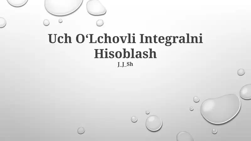 Uch OʻLchovli Integralni Hisoblash