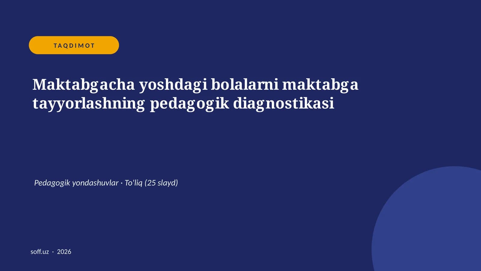 Maktabgacha yoshdagi bolalarni maktabga tayyorlashning pedagogik diagnostikasi