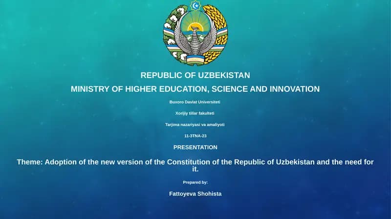 Adoption of the new version of the Constitution of the Republic of Uzbekistan and the need for it