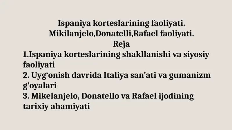 Ispaniyakorteslarining faoliyati