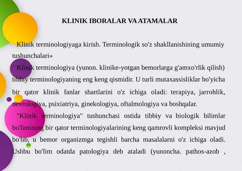 KLINIK IBORALAR VA ATAMALAR
