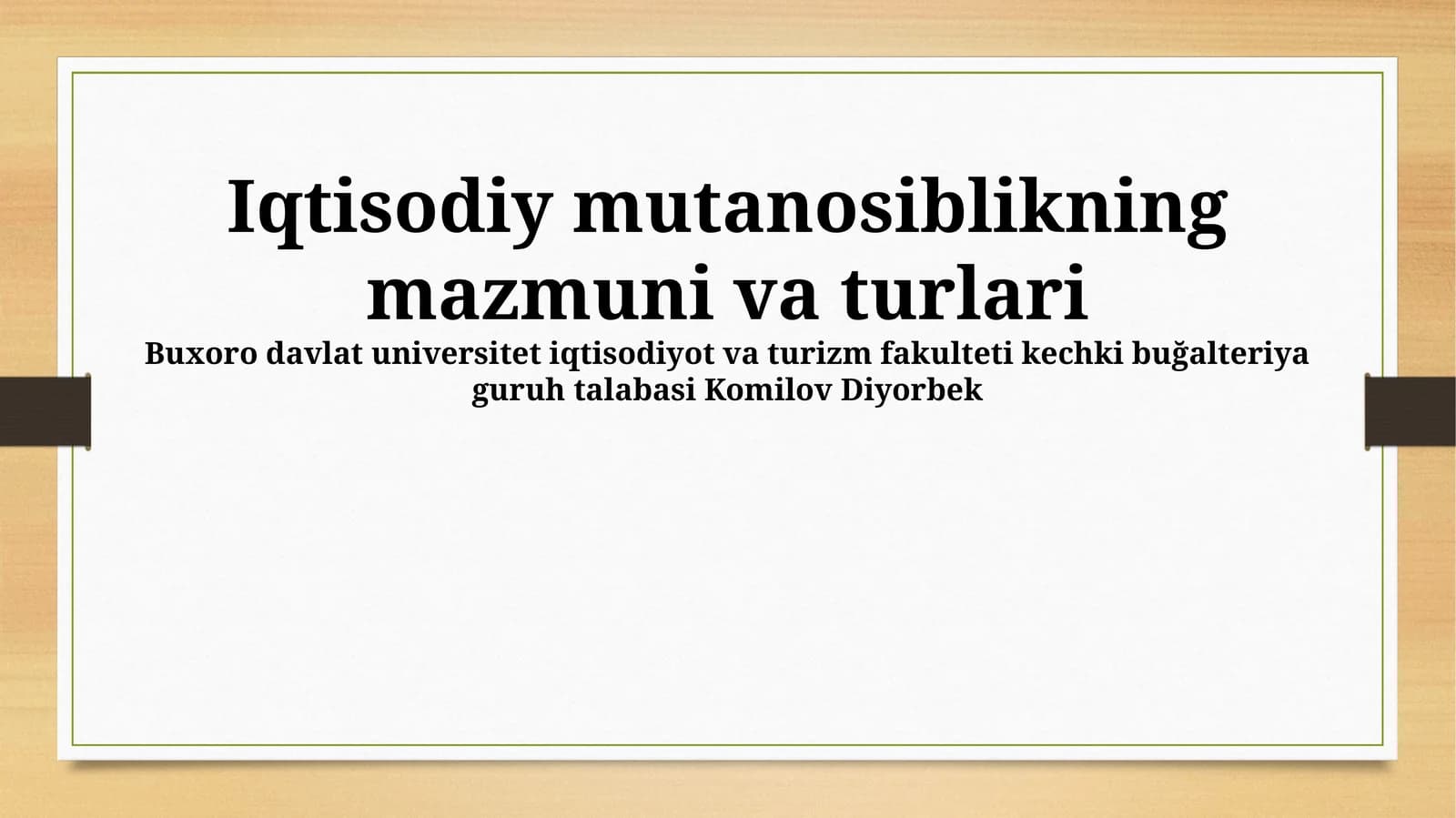 Iqtisodiy mutanosiblikning mazmuni va turlari