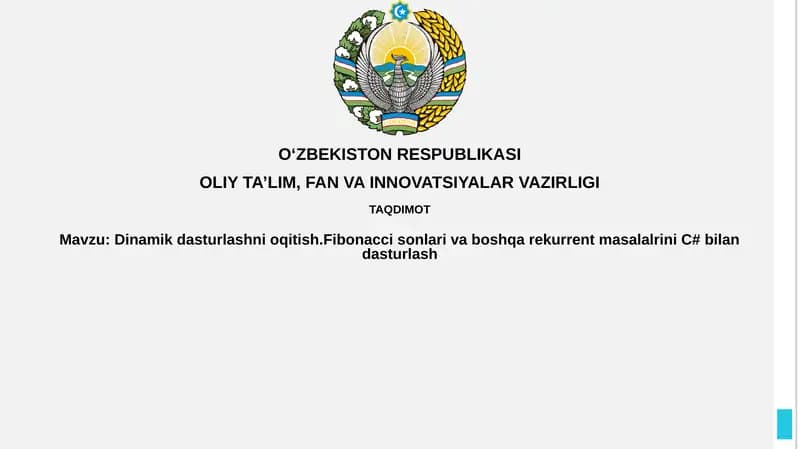 Dinamik dasturlash va Fibonacci sonlari