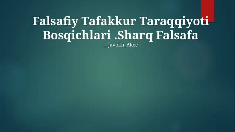 Falsafiy Tafakkur Taraqqiyoti Bosqichlari
