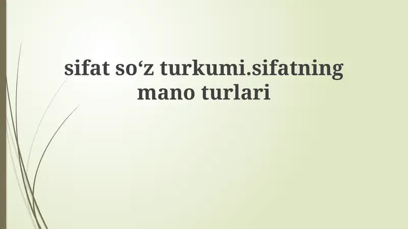 Sifat So'z Turkumi