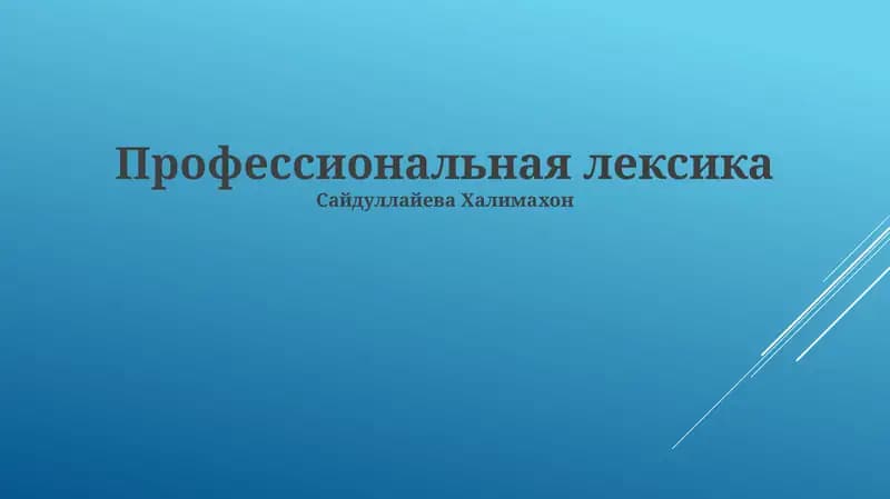 Профессиональная лексика