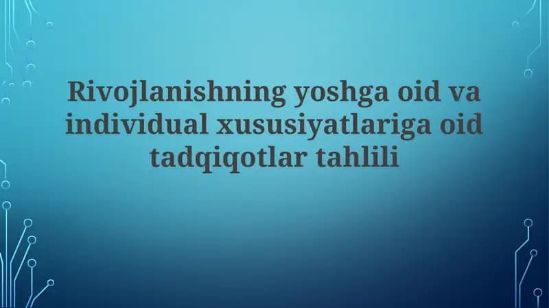 Yoshga Bog'liq Rivojlanish Traektoriyalari