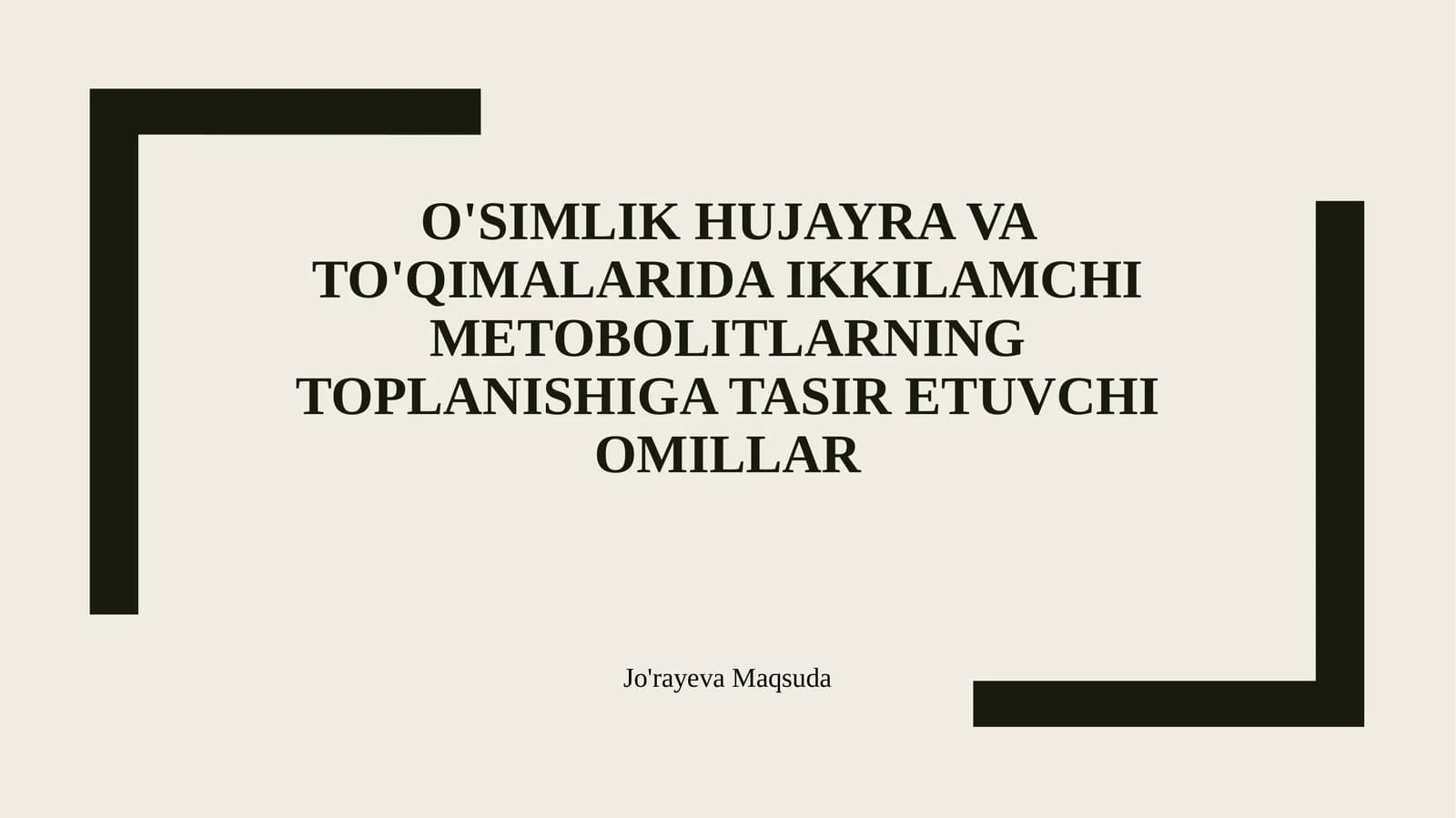 Ikkilamchi metabolitlarning to’planishiga va o’simliklardagi ro’li