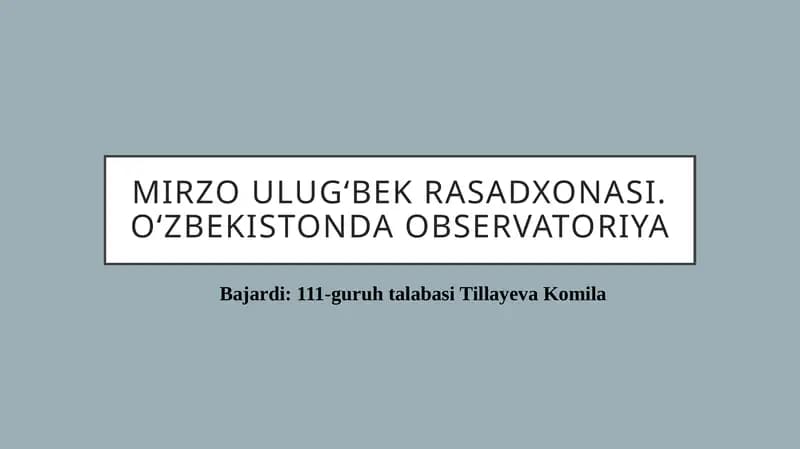 Ulugʻbek rasadxonasi
