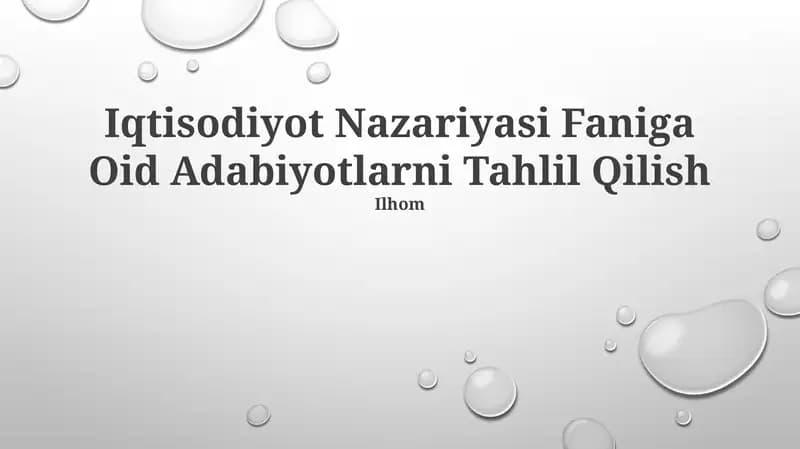 Iqtisodiyot Nazariyasi Faniga Oid Adabiyotlarni Tahlil Qilish