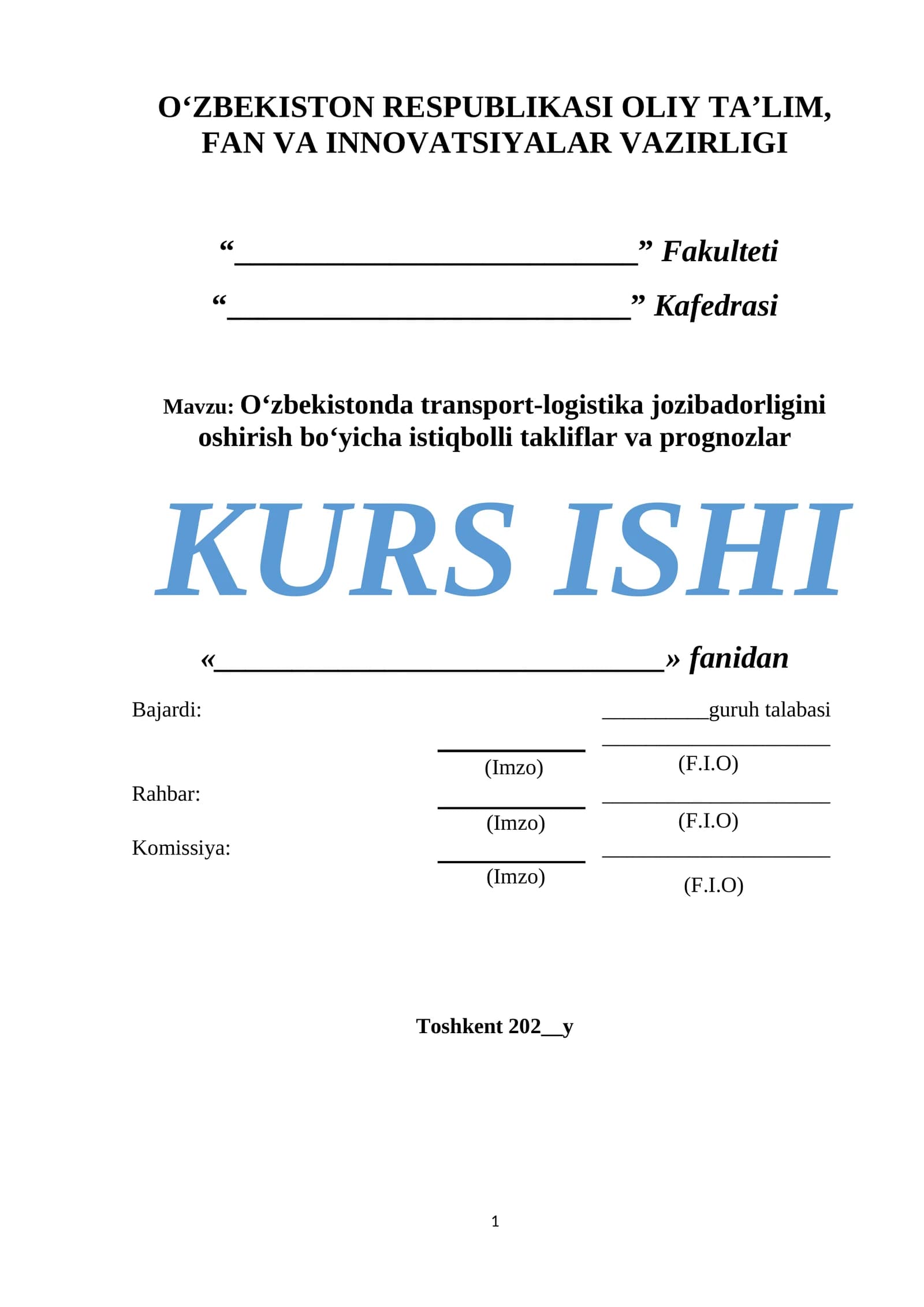 O‘zbekistonda transport-logistika jozibadorligini oshirish bo‘yicha istiqbolli takliflar va prognozlar