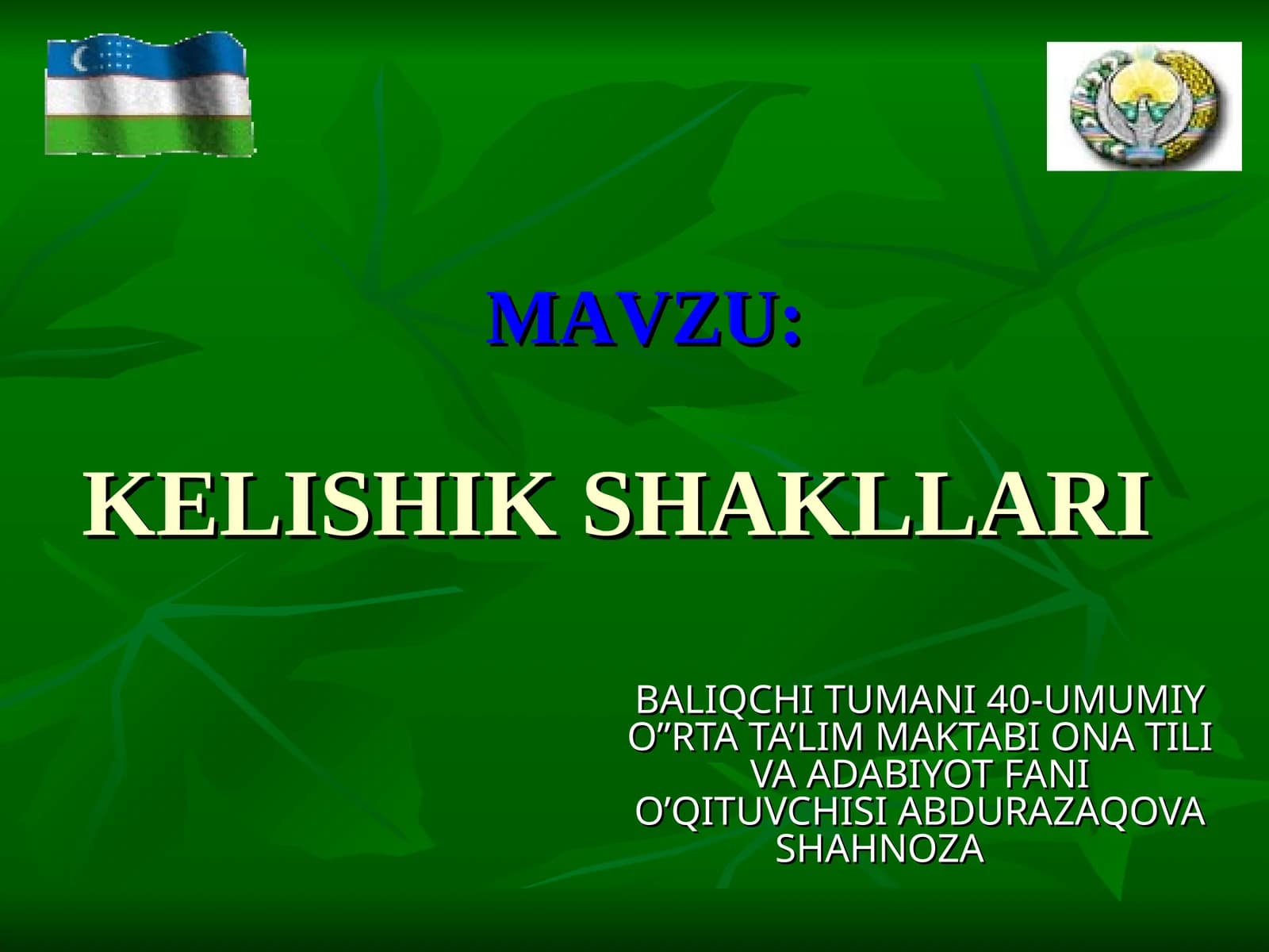 KELISHIK SHAKLLARI