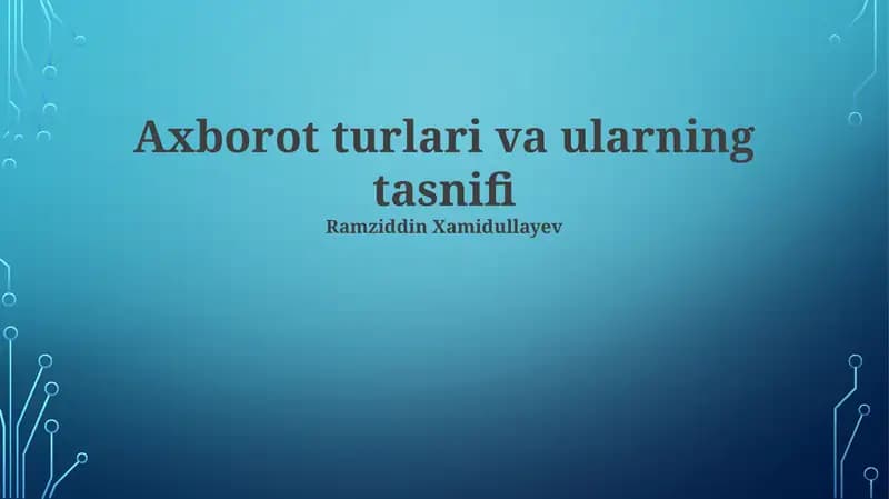 Tuzuvchi va to'plam ma'lumotlar