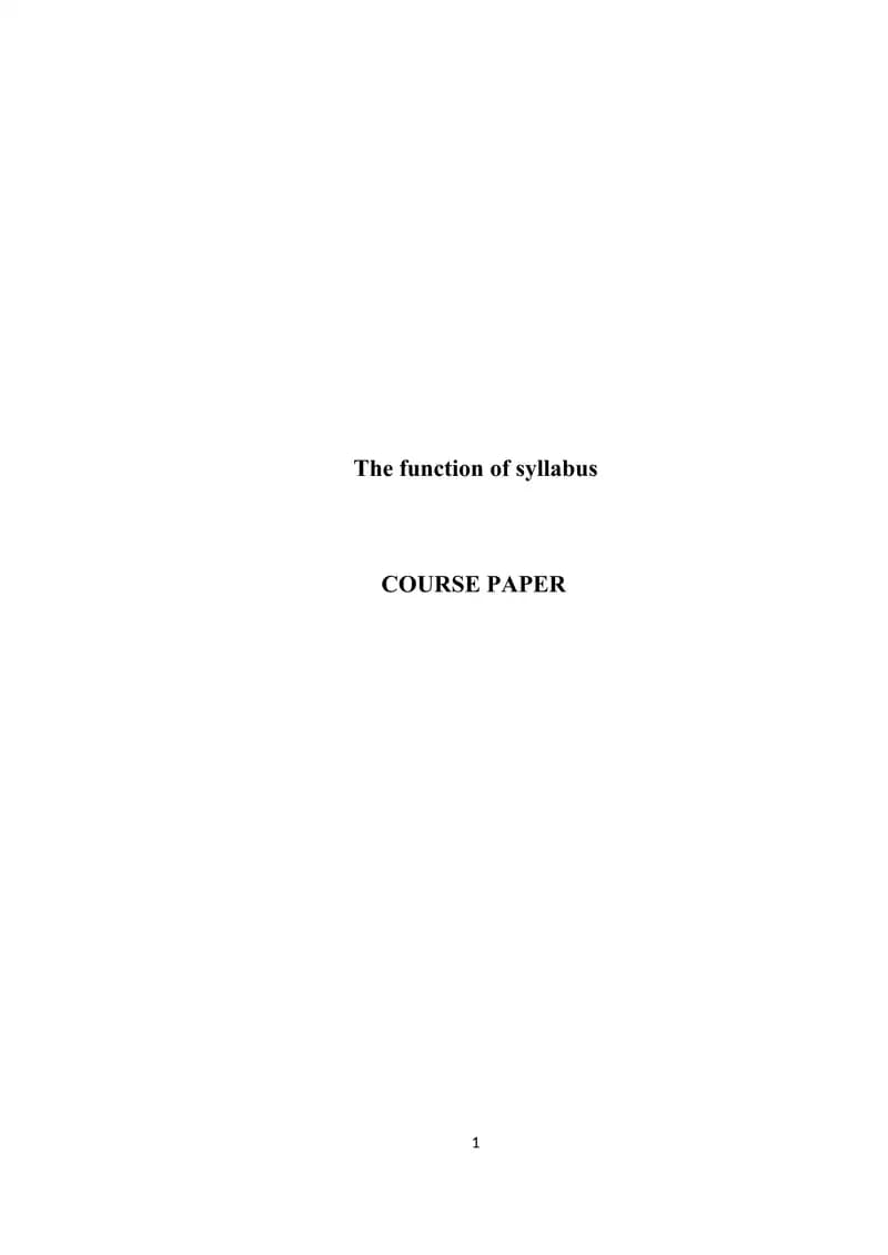 The function of syllabus