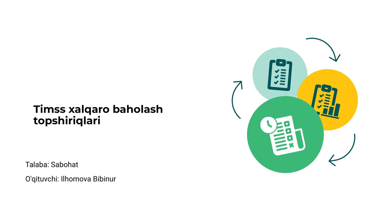 Timss xalqaro baholash topshiriqlari